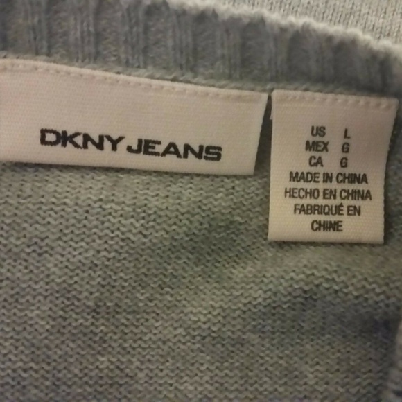 DKNY JEANS Men's Large Cotton Logo Sweater Gray - Picture 2 of 7